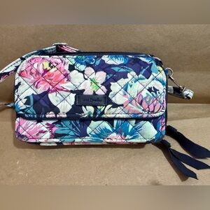 Vera Bradley Floral Crossbody 
All in One Wallet 
Pink and Navy Blue